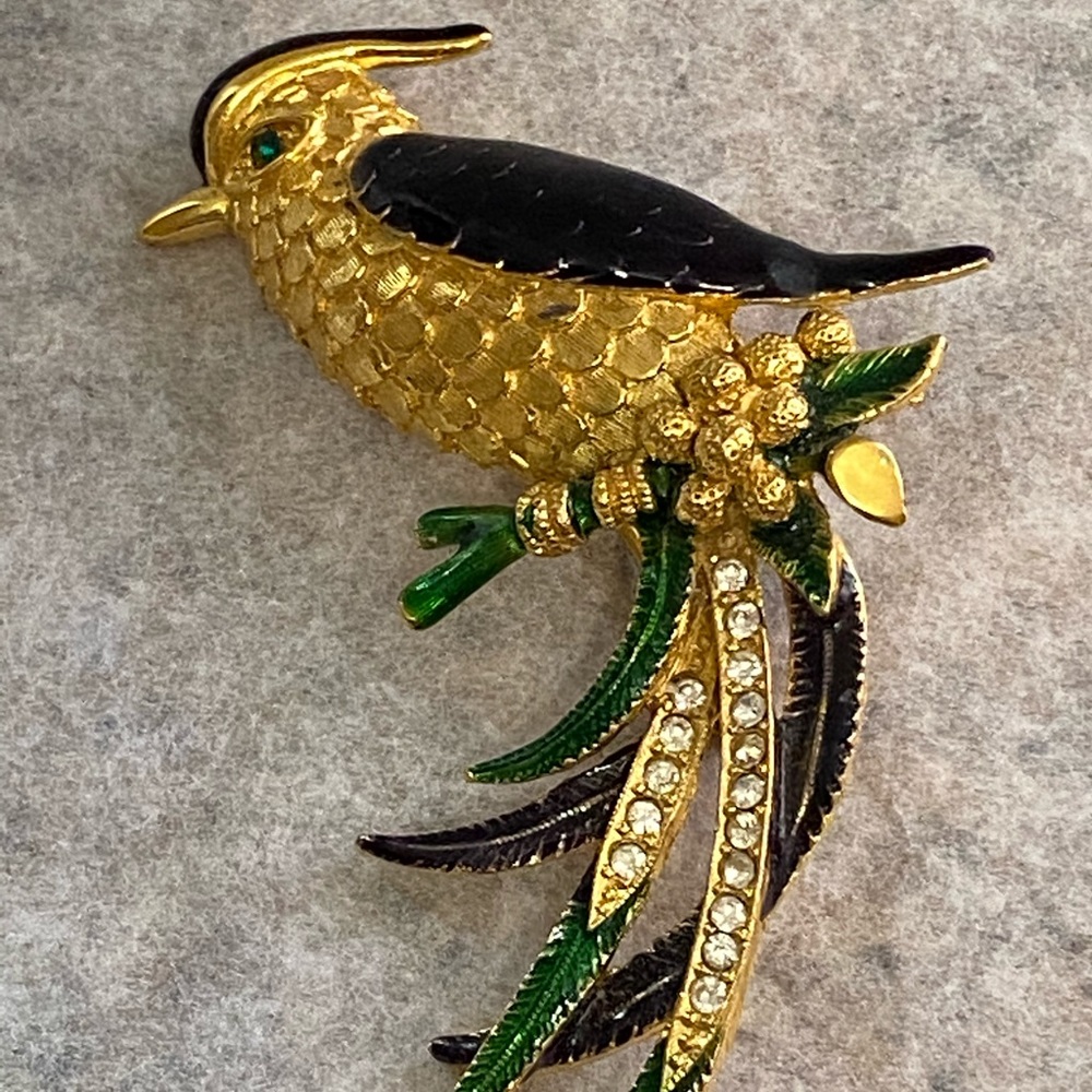 Vintage SPHINX Bird of Paradise Rhinestone Brooch